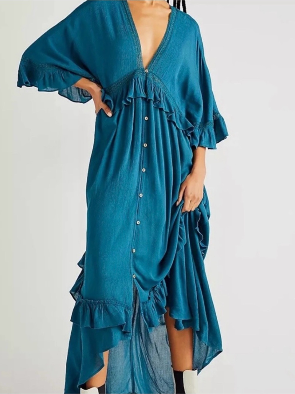 Free People Endless Summer Paradiso maxi dress blue fiery size L
